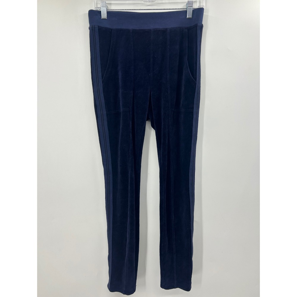 Wearables XCVI Navy Blue Velour Track Pants Side Stripe Joggers XS